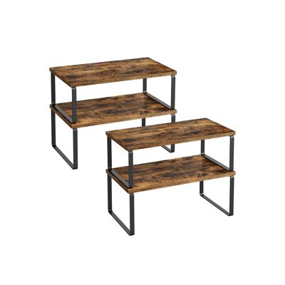 Set di 4 portaspezie con struttura in metallo color nero inchiostro-marrone vintage, 19.5 x 39.Dimensioni: 7 x 15.5 cm (P x L x A) Dimensioni del ripiano piccolo: 18.5 x 39.7 x 13.6 cm