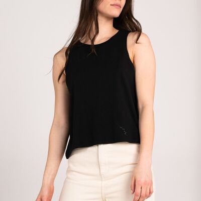 Organic Racer Front Vest Top - Black