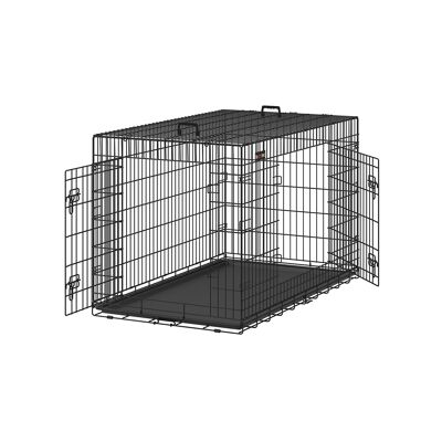 Dog cage with doors and foldable plastic container, 61 x 43.5x50.5cm s