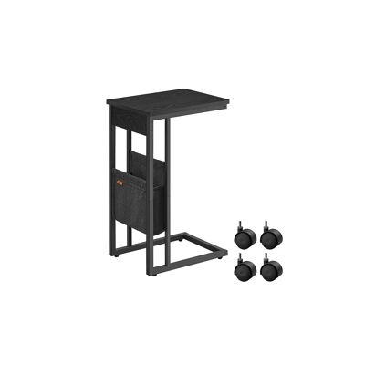 Table d'appoint en C avec sac de rangement, noir ébène, 30 x 40 x 62 cm