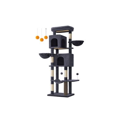 Arbre à chat 175 cm de haut XL avec 2 trous gris foncé
