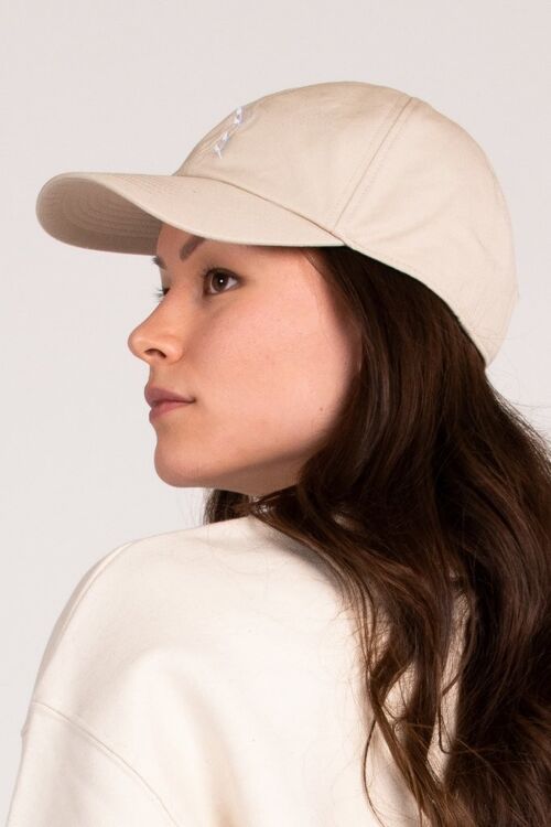 Organic Baseball Cap - Sand/ White