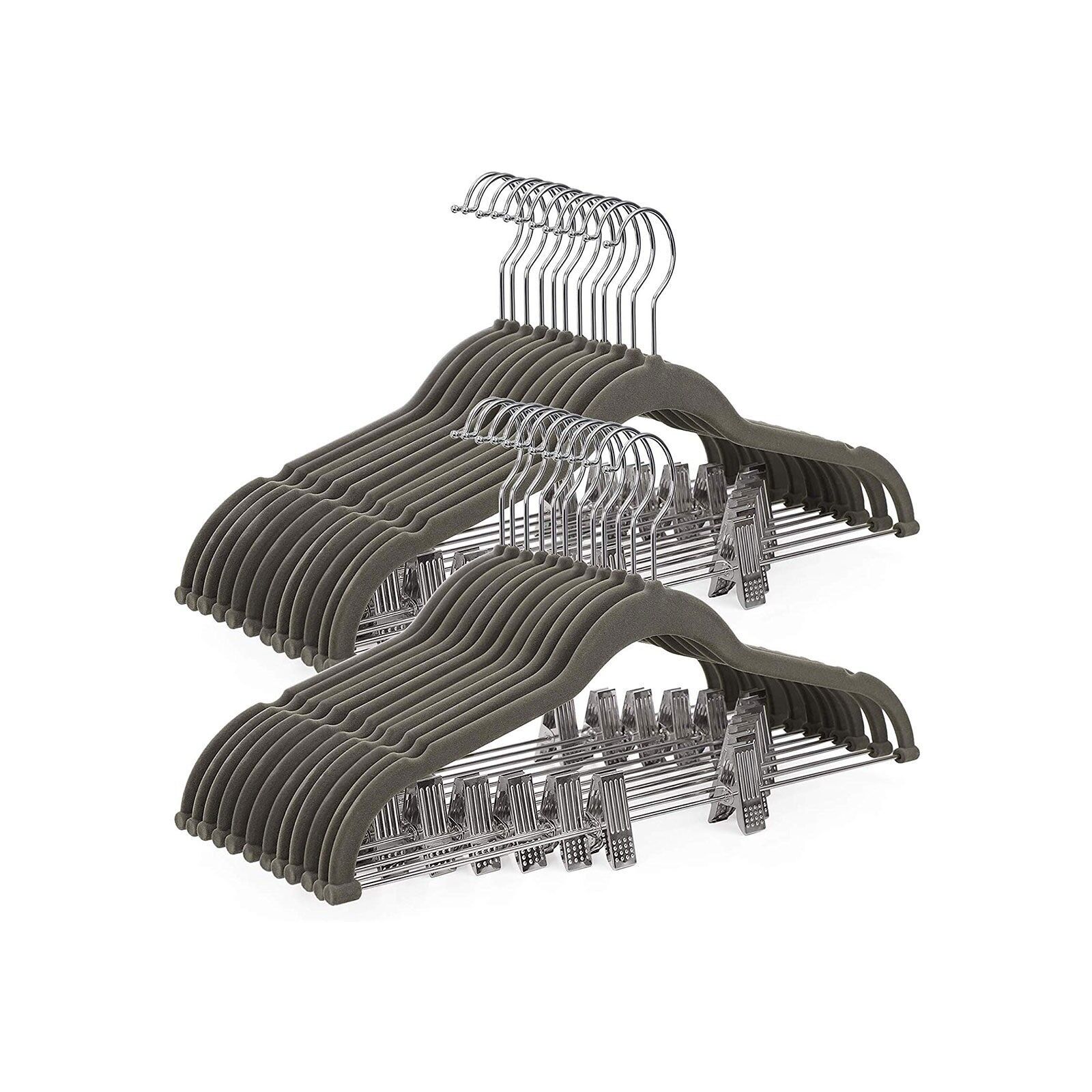 Cintres à pantalons 30 pièces gris, 42.5x23.5x0.5 cm