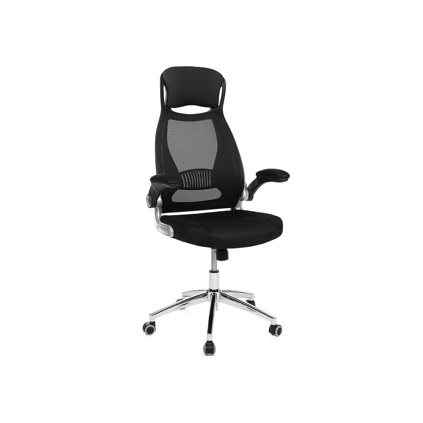 Office chair with mesh upholstery and headrest