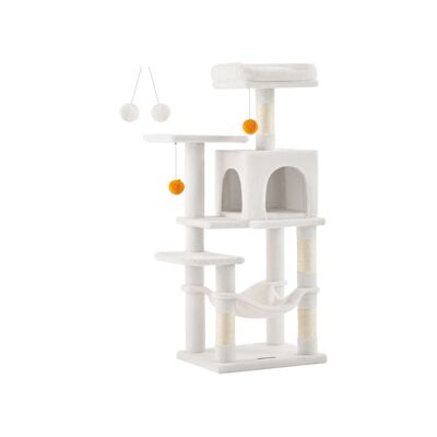 Arbre à chat hamac grotte blanc crème, 45 x 35 x 112 cm