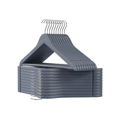 Perchas de madera, 20 piezas, color gris plomo-plata, 44.5 x 1.2 x 23 centímetros