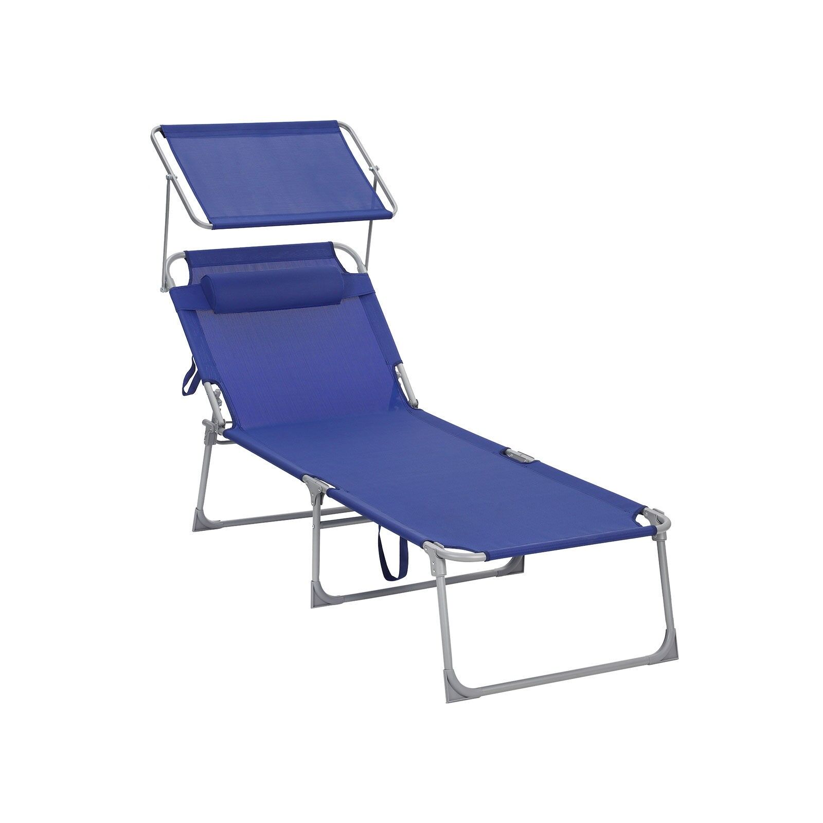 Chaise longue de jardin avec housse, bleu foncé, 210 x 73 x 35 cm