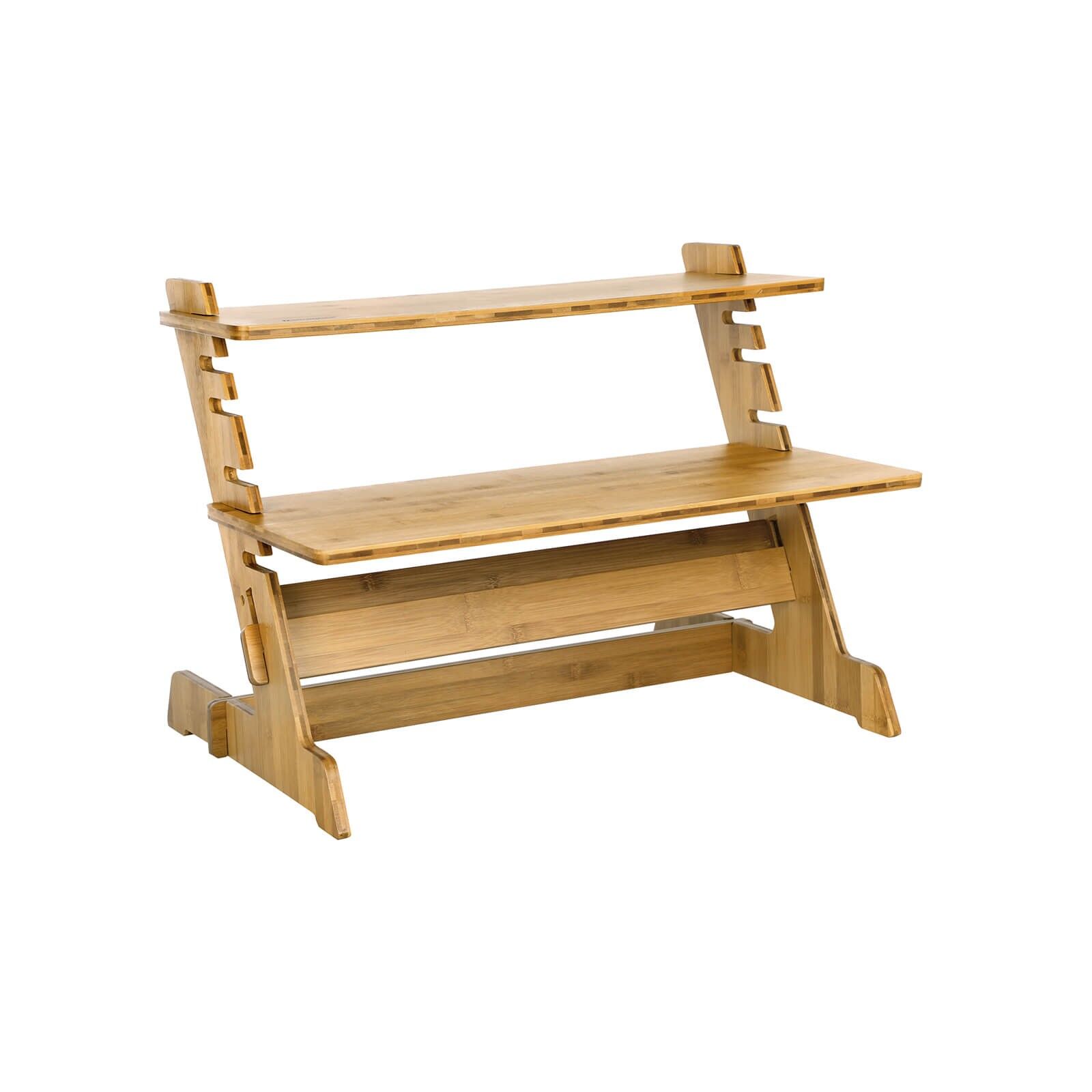 Support d'écran en bambou, 66 x 49.5 x 48 cm (L x H x P) - Couleur : naturel - Matériau : bambou - Réglage de la hauteur : 31-46 cm