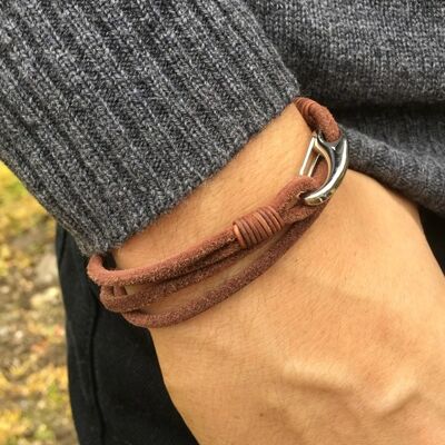 Bracciale Cowboy in Pelle Scamosciata brn