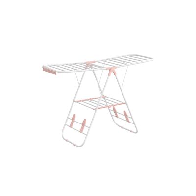 Appendiabiti con ali in acciaio bianco nuvola e rosa pastello, 51 x 147 x (97/112/128) cm (P x L x A) Dimensioni dello stand piegato: 7 x 56 x 107 cm