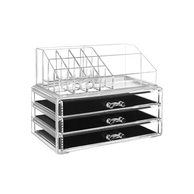 Cosmetic organizer with 3 large drawers, 24 x 13.5 x 18.5 cm - Drawer dimensions: 22.5 x 13.5 x 3.3 cm