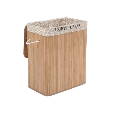 Cesto portabiancheria in bambù 100 L, 52 x 32 x 62.5 cm