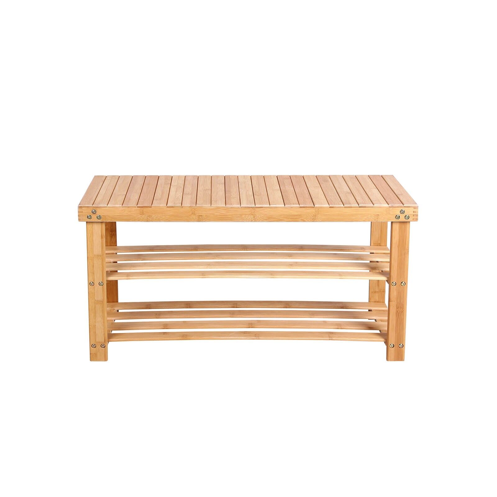 Banc en bambou avec étagère à chaussures, 90 x 28 x 45 cm