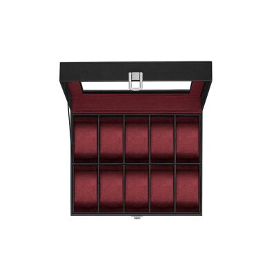 Coffret à montres avec 10 compartiments et couvercle en verre, 20.2x25.5 x 7.8 cm