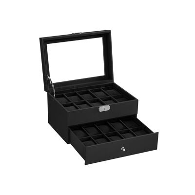 Coffret de montre à deux niveaux, 20.5 x 28.5x16.5 cm