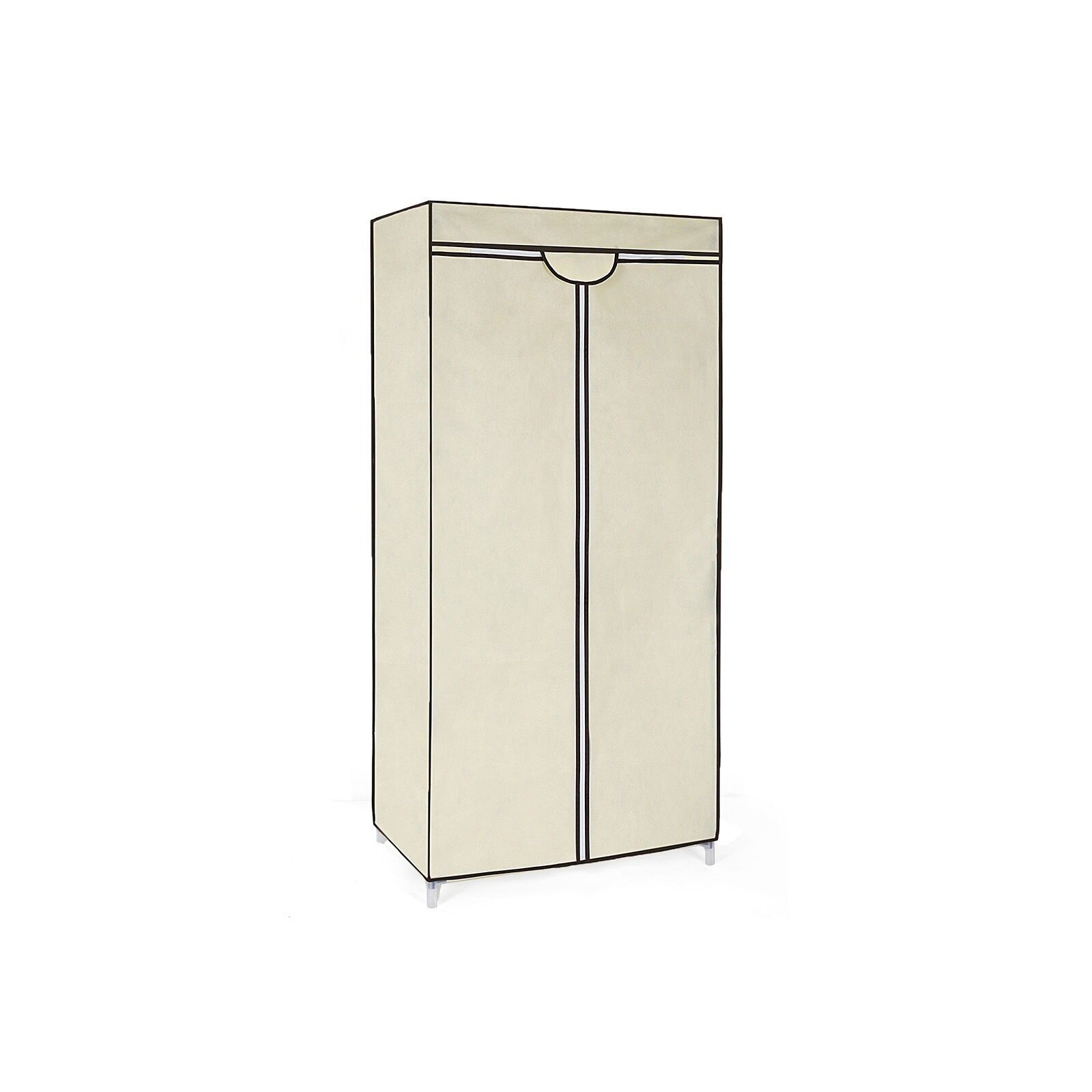 Fabric wardrobe with zipper, beige, 160 x 75 x 45 cm