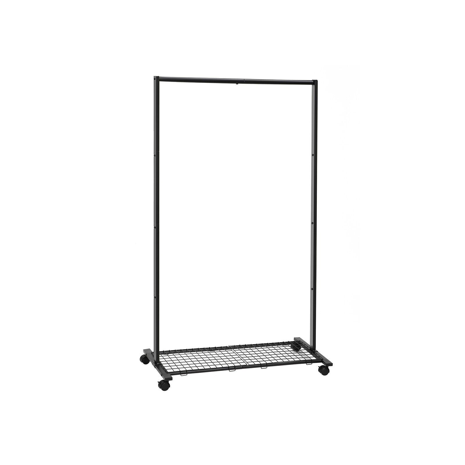 Tringle à vêtements avec grille niveau noir, 82.5x40.5x148.5 cm