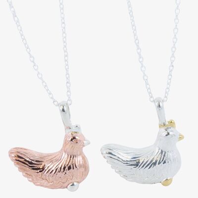 Collana in argento sterling con pollo leccato