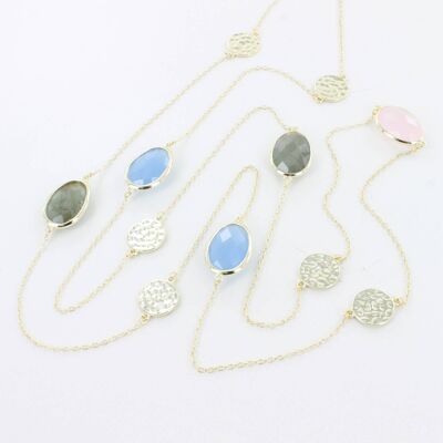 Silver Candy 5 Stone Mixed Necklace Gold