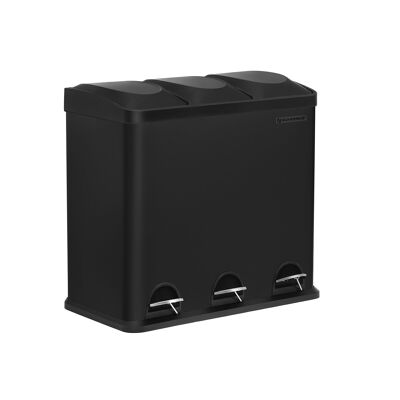 Cubo de basura de cocina 54 litros, 60.4 x 30 x 56.3 cm (largo x ancho x alto) Dimensiones por cubo interior: 18 x 26.4 x 49 cm (largo x ancho x alto) Altura total (con la tapa abierta): 82 cm