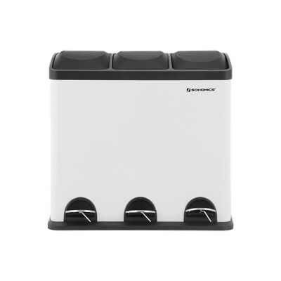 Cubo de basura de cocina, 60.5 x 34 x 56.5 cm (largo x ancho x alto) Dimensiones de cada cubo interior: 18 x 26.5 x 48 cm (largo x ancho x alto) Altura total (con la tapa abierta): 82 cm