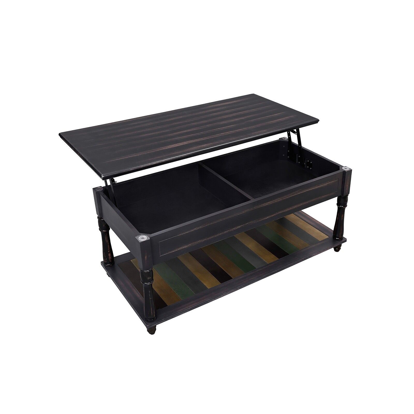 Rustic country-style coffee table, 107 x 48 x 48-62 cm