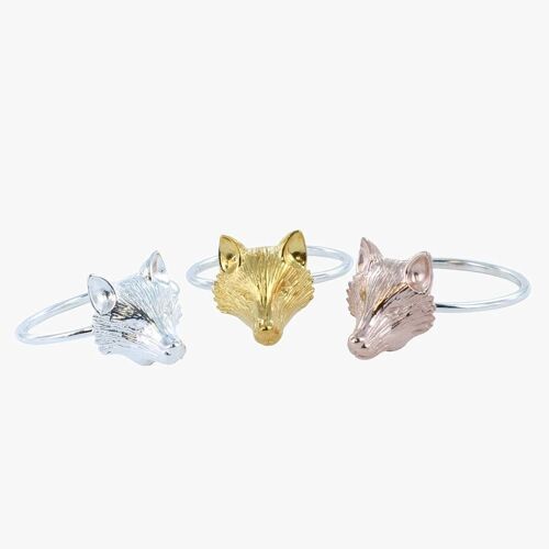 Sterling Silver Fox Mask Ring Gold