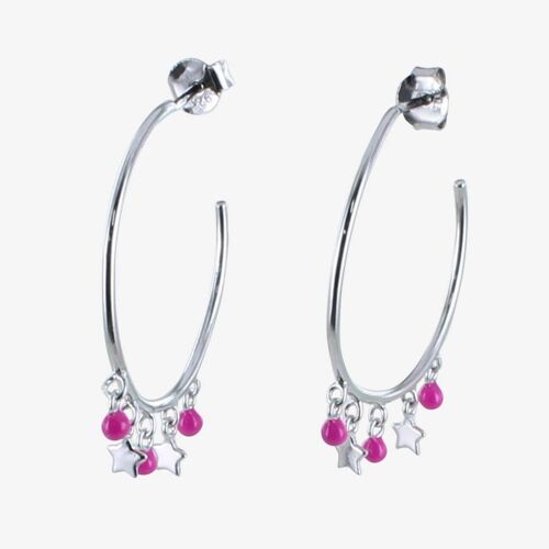 Pink Starry Hoop Earrings