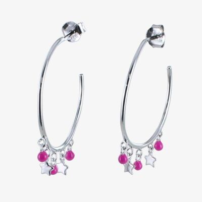 Pink Starry Hoop Earrings