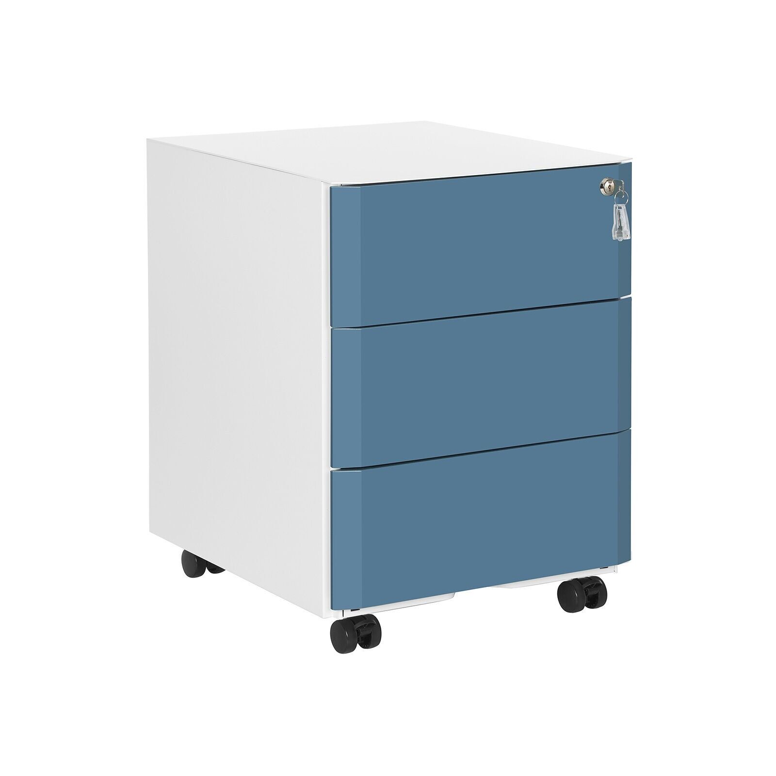 Lockable filing cabinet, white-blue, 39 x 46 x 53 cm