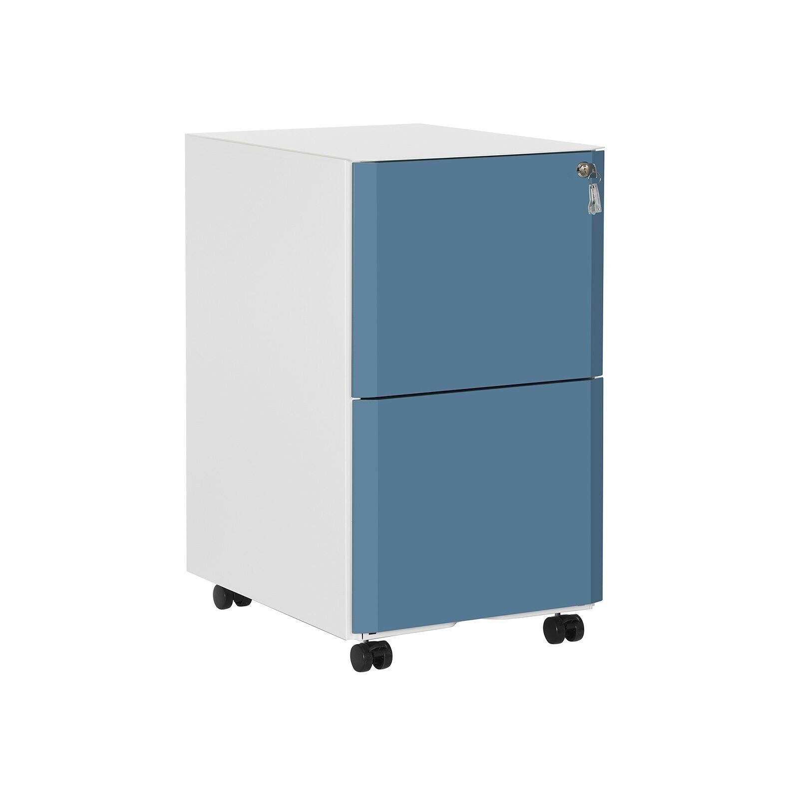 Mobile container with 2 drawers, white-blue, 39 x 50.7 x 68.5 cm