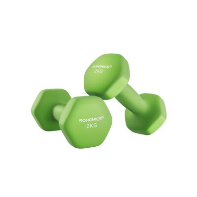 Set di 2 manubri verdi, 2 x 1.5 kg, arancione, 7 x 15 cm