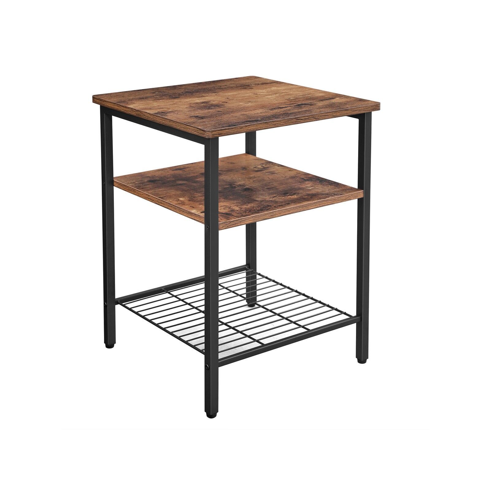Bedside table with 3 shelves, industrial look, 45 x 45 x 55 cm