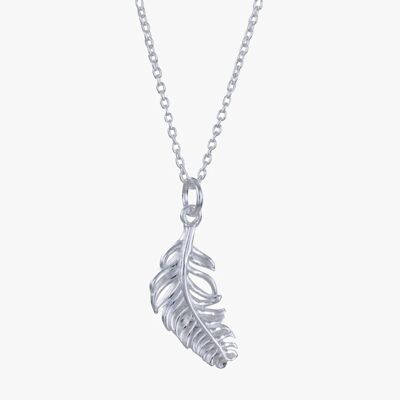 Sterling Silber Einzel-Feder-Tropfen-Halskette