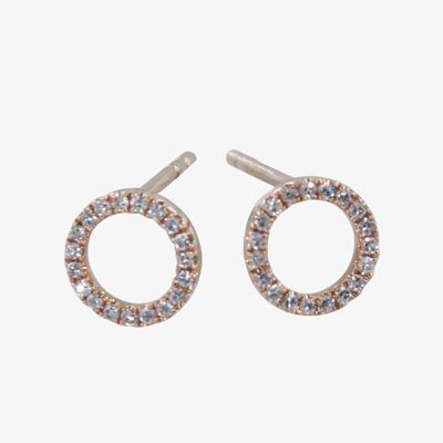 Boucles D'oreilles Clous Rondes Ouvertes Diamant Rose