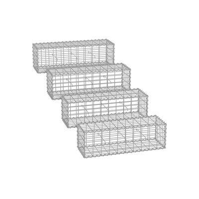 Cestini gabbioni con maglia 5 x 10 cm, set da 4, argento