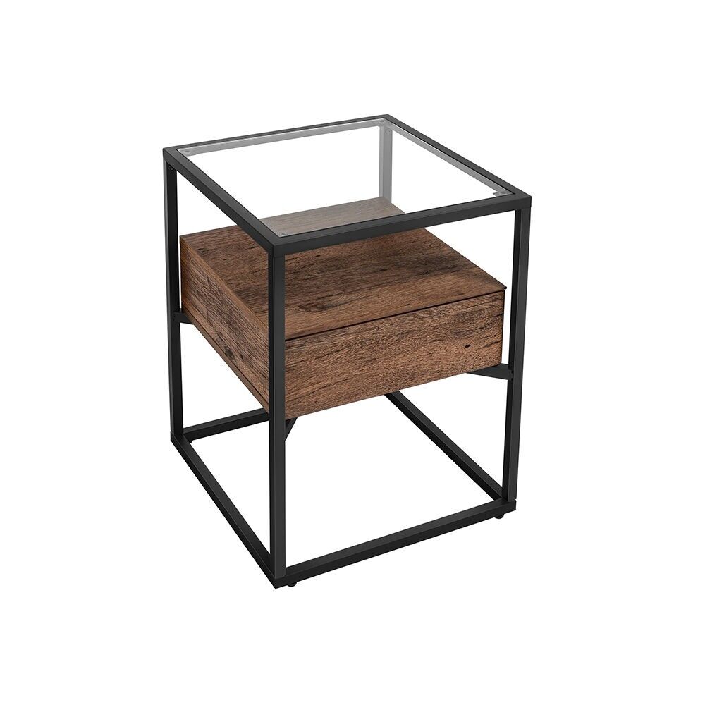 Bedside table hazelnut brown-black, 43 x 43 x 54 cm