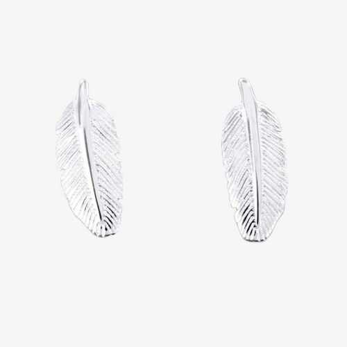 Small Sterling Silver Feather Studs