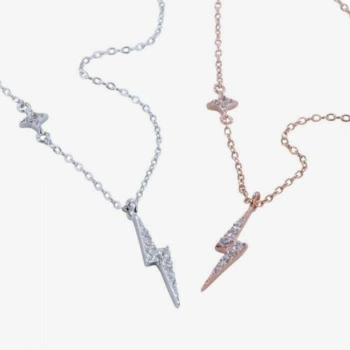 Lightning and Star Pave Necklace