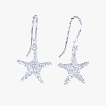 Boucles d'oreilles pendantes étoile de mer en argent sterling 1