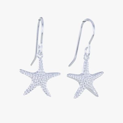 Aretes colgantes de plata esterlina con estrella de mar