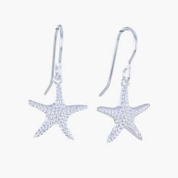 Boucles d'oreilles pendantes étoile de mer en argent sterling 2