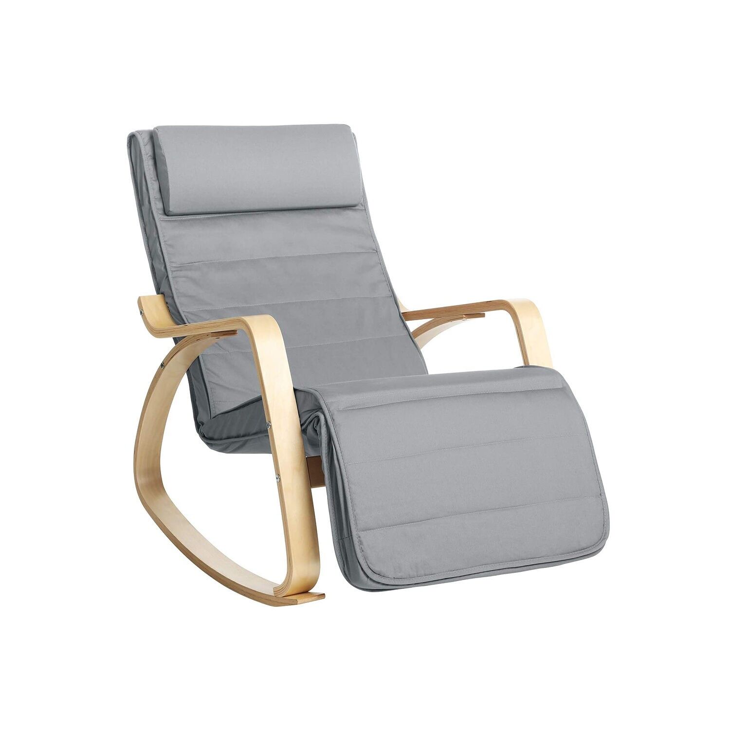 Rocking chair light gray, 67 x 115 x 91 cm (L x W x H) - Backrest height: 73 cm - Seat depth: 48 cm - Seat width: 55 cm - Footrest length: 33 cm