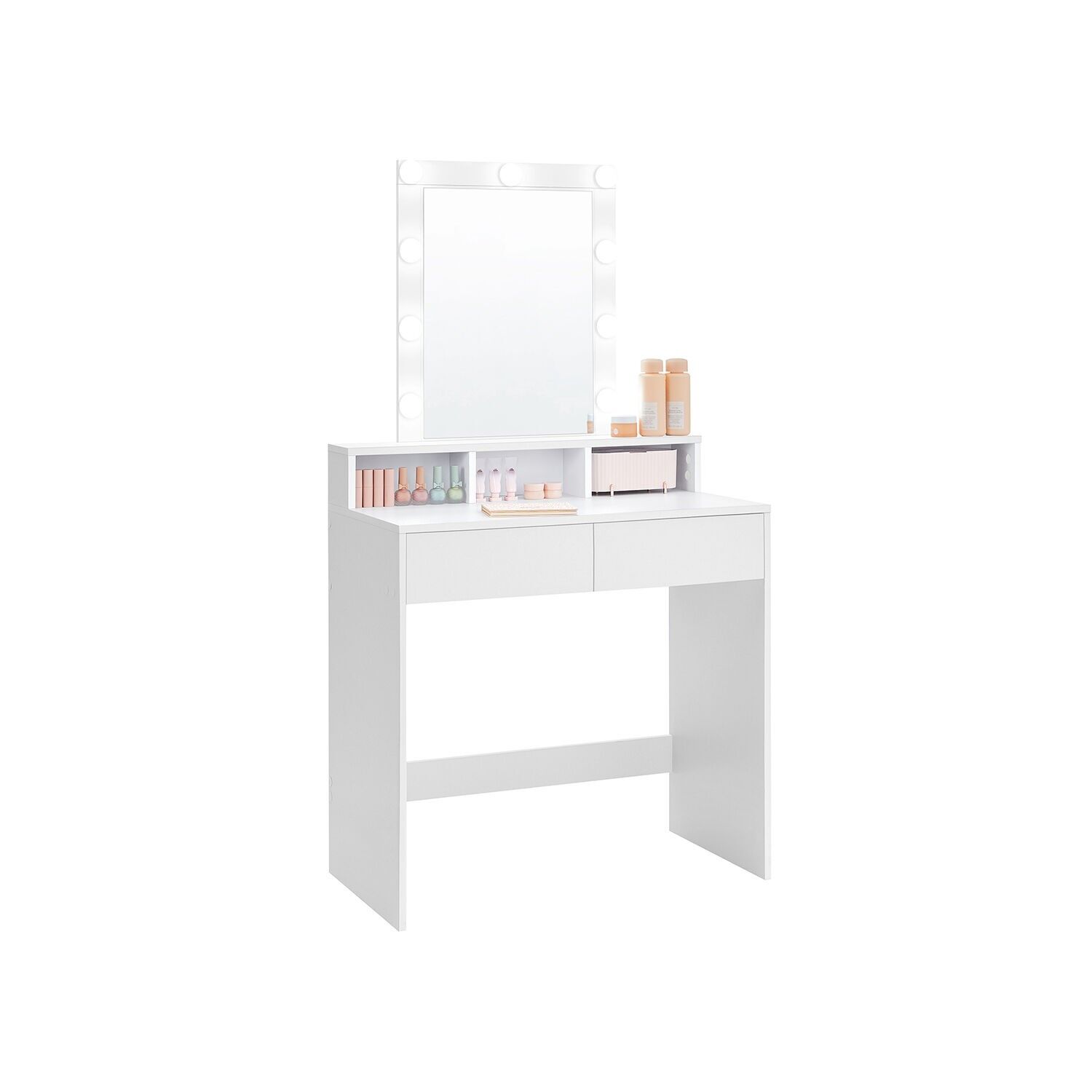 Dressing table with mirror and light bulbs, 80 x 40 x 145 cm