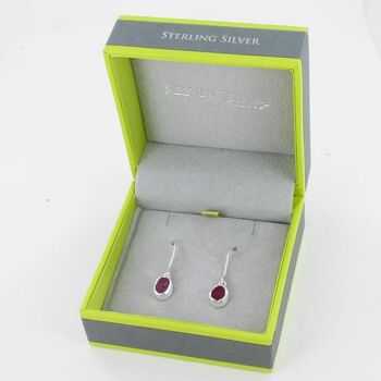 Boucles d'oreilles pendantes en argent sterling avec pierres brutes RUBIS 1