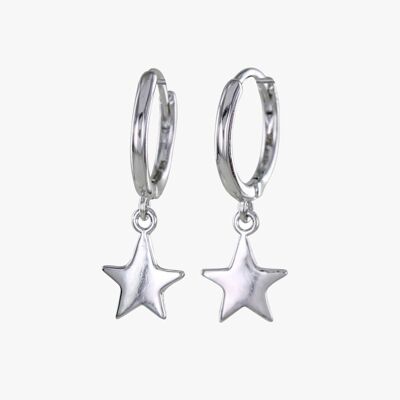 Aretes tipo argolla de plata esterlina Sleepy Star