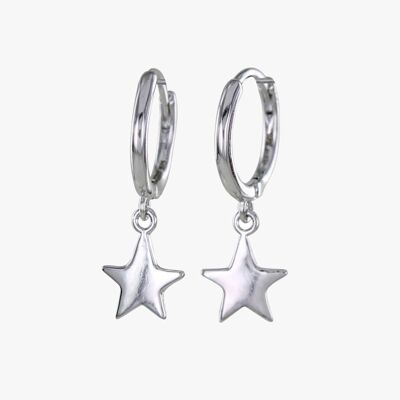 Sterling Silver Sleepy Star Hoop Earrings