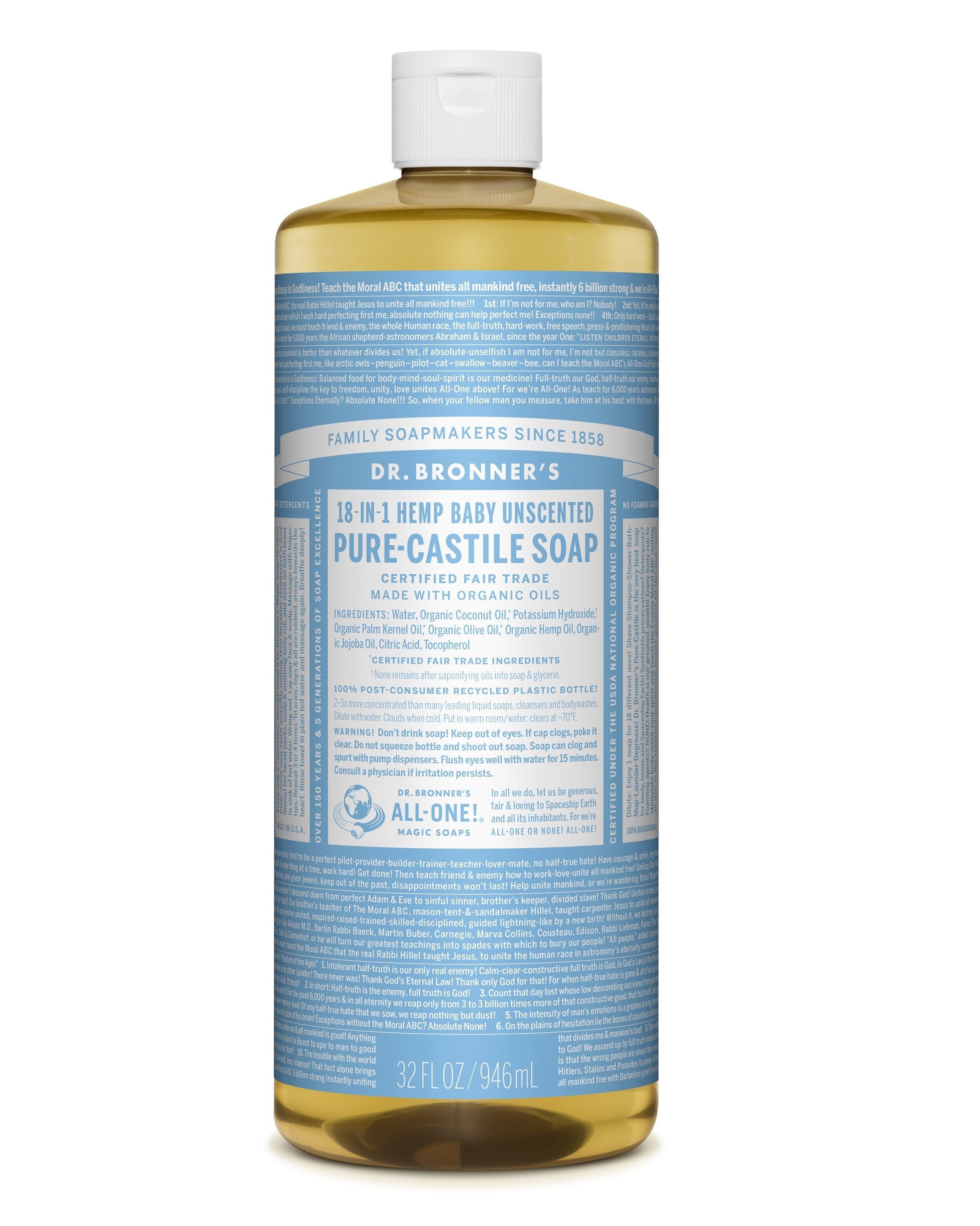 Dr. Bronner's Baby Mild Castile Liquid Soap 946ml