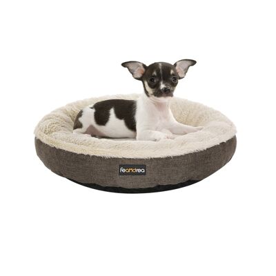 panier pour chien marron, 55 x 12 cm (Ø x H) - Poids : 0.6 kg Contenu de la livraison : - 1 x lit pour chien en forme de donut de Nicky Remarques : - Les produits avec coutures peuvent différer de 2 à 3 cm