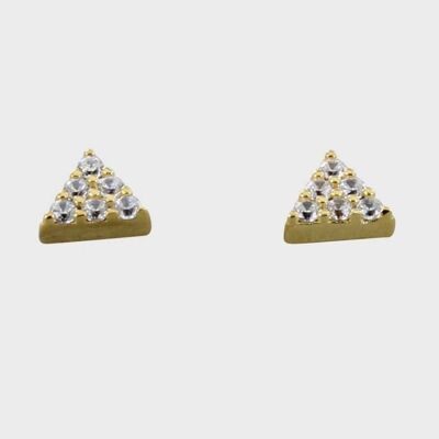 Sterling Silver Pave Triangle Studs Gold